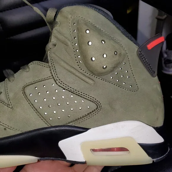 2019 air jordan retro 6 travis scott olive green size 10.5 no box worn rare